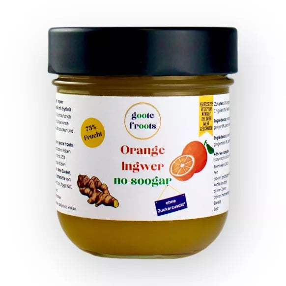 Pâte à tartiner de fruits SANS SUCRE Orange Gingembre 75% fruits - Gootesfood