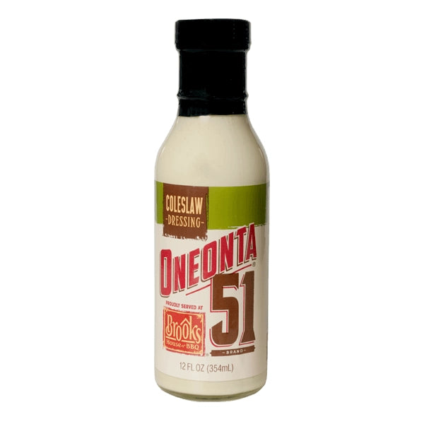 Bouteille de vinaigrette coleslaw Brooks Oneonta 51, 12 fl oz, parfaite pour ajouter du goût à votre coleslaw avec une touche de sauce barbecue et piquante.
