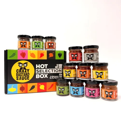 Sauce piquante Crazy Bastard - (12 x 30 ml) Coffret de 12 (Mini-boîte de sélection)