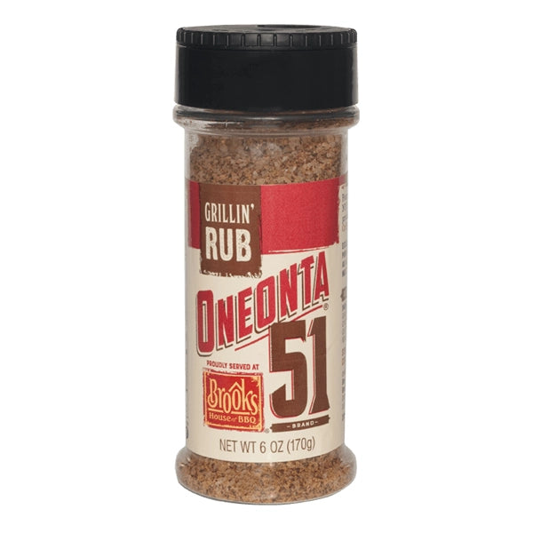Pot de Brooks Grillin' Rub Oneonta 51, parfait pour le boeuf, poulet, poisson et légumes, avec sauce piquante ou barbecue