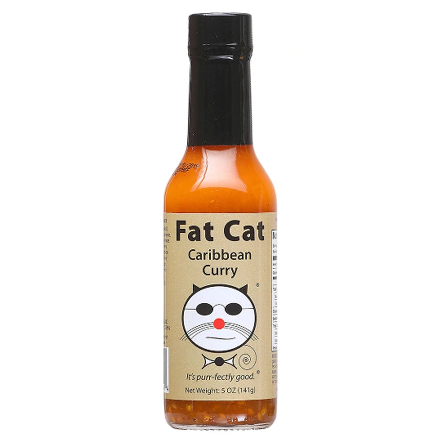 Sauce piquante Caribbean Curry Scotch Bonnet Pepper Hot Sauce de Fat Cat Gourmet en bouteille de 5 oz.