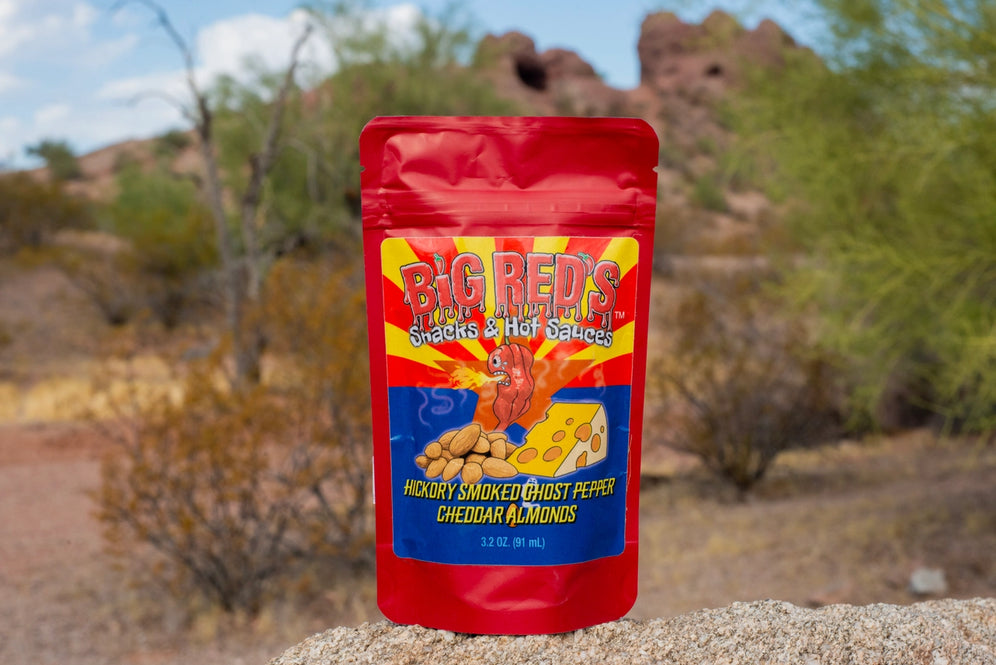 Hickory Smoked Ghost Pepper Cheddar Almonds Big Red's Hot Sauce