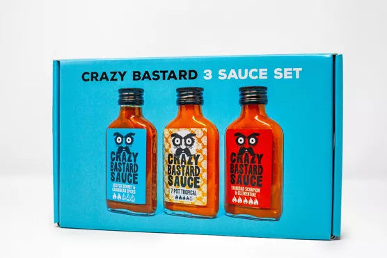 Crazy Bastard Hot Sauce 3 Sauce Set (Caribbean Box)