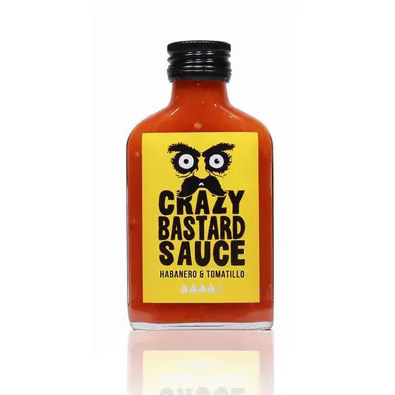 Sauce piquante Crazy Bastard Habanero & Tomatillo 200ml avec piments et tomatillos.