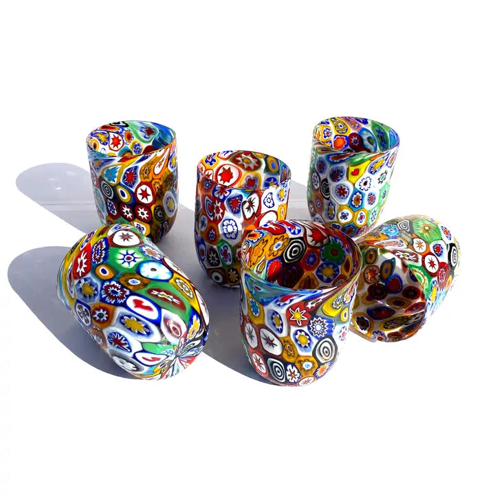 6 Verres en ÉDITION SPÉCIALE, en verre de Murano - modèle FORTUNY - Mazzega Art & Design