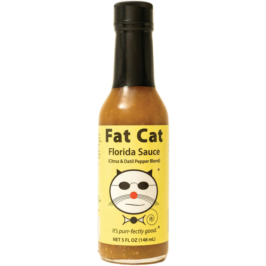 Bouteille de sauce piquante Florida de Fat Cat Gourmet, mélange d'agrumes et de poivre datil, 148 ml.